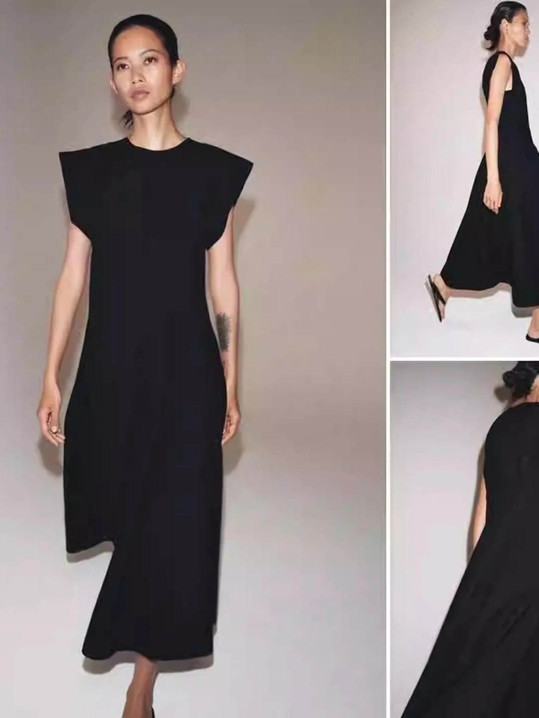 Fashionable Sleeveless round Neck Pleated Silk Dress Women's Summer New Arrival Gored Skirt Casual Loose Waist Simple Style