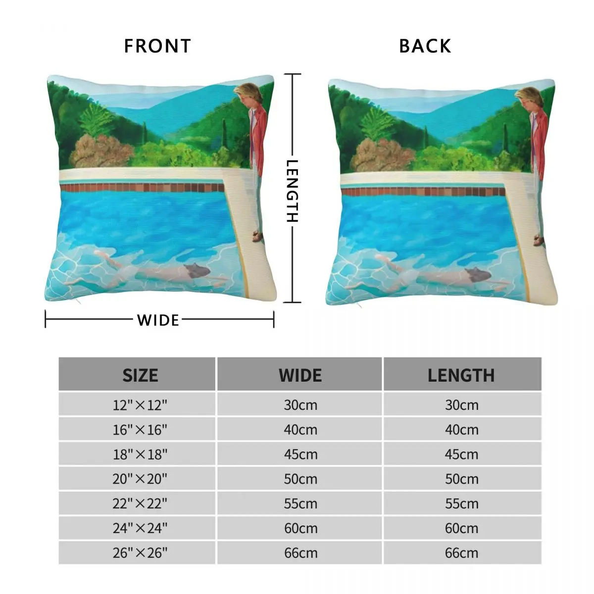 David Hockney Pool Two Figures Pillowcase Polyester Linen Velvet Printed Zip Decor Throw Pillow Case Sofa Seater Cushion Cover