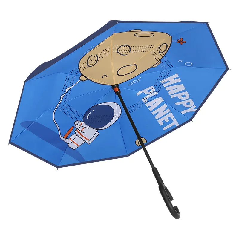 

Reverse Umbrella Children's Umbrella Primary School Cartoon Long Handle Umbrella Double Layer Reverse Umbrella Kindergarten