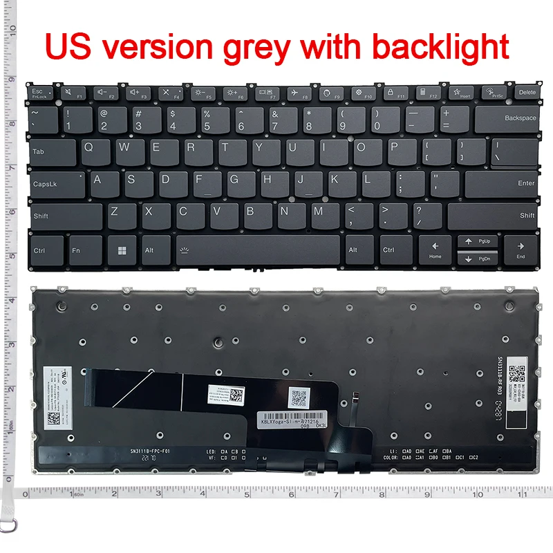 

Клавиатура для ноутбука Lenovo Yoga Slim 7 Carbon 13IAP7 13IRP8 83AY 82U9 Yoga AIR 13S IAP7 IAH7 ARH7 2022 серая с подсветкой США