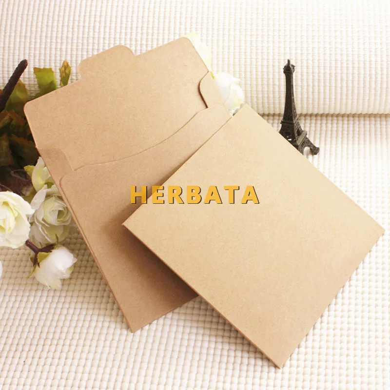 HERBATA (10pcs/lot) 250gsm Kraft CD Paper Case Blank Kraft Envelopes Natural Color Plain Kraft Paper Gift Envelope CD/DVD Paper