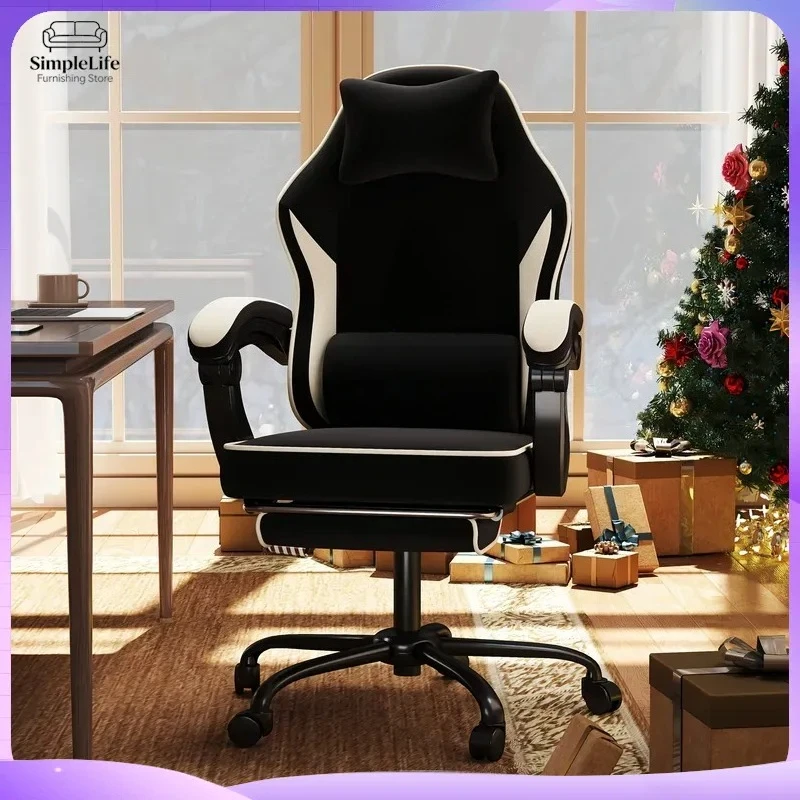Ergonomic Gaming Chair with Footrest Lumbar Support Adjustable High Back Reclining Swivel Racing Style Computer Chair for
