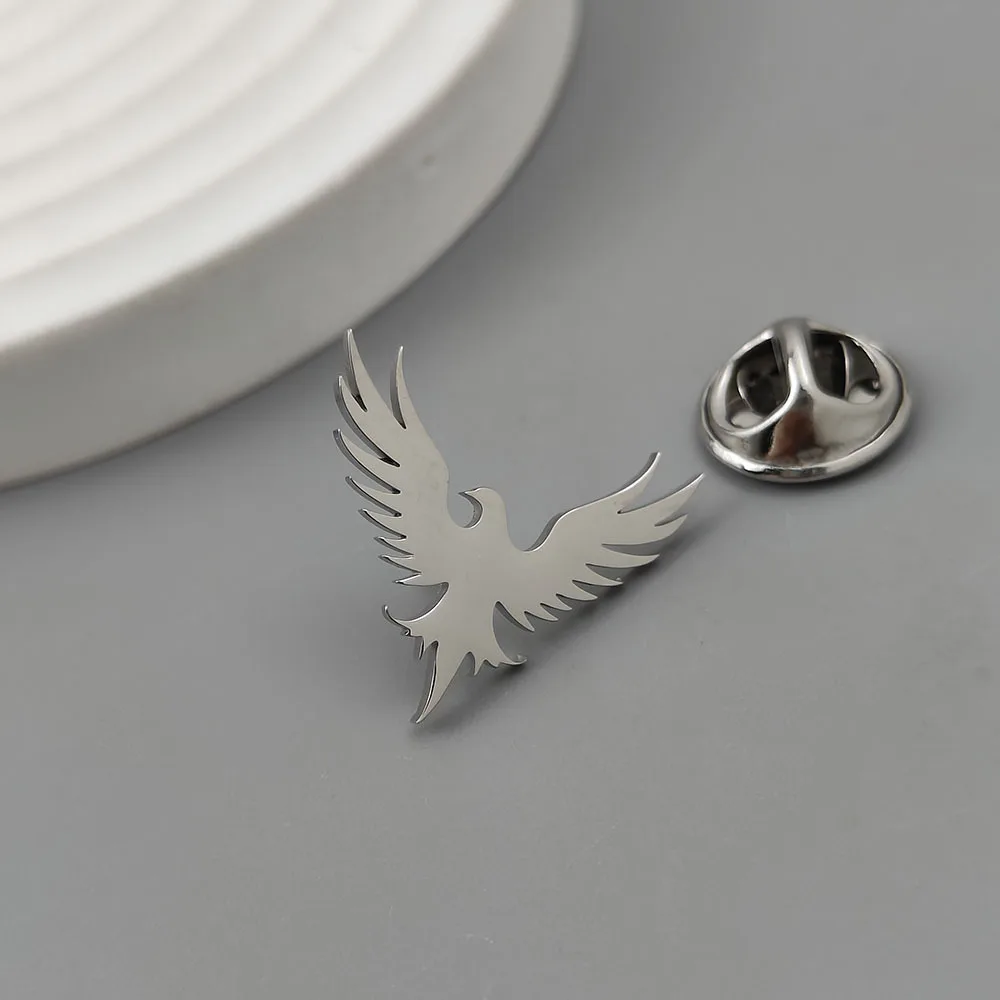 New flat cutting phoenix brooch jewelry suit shirt cufflinks stainless steel accessories in stock cross-border