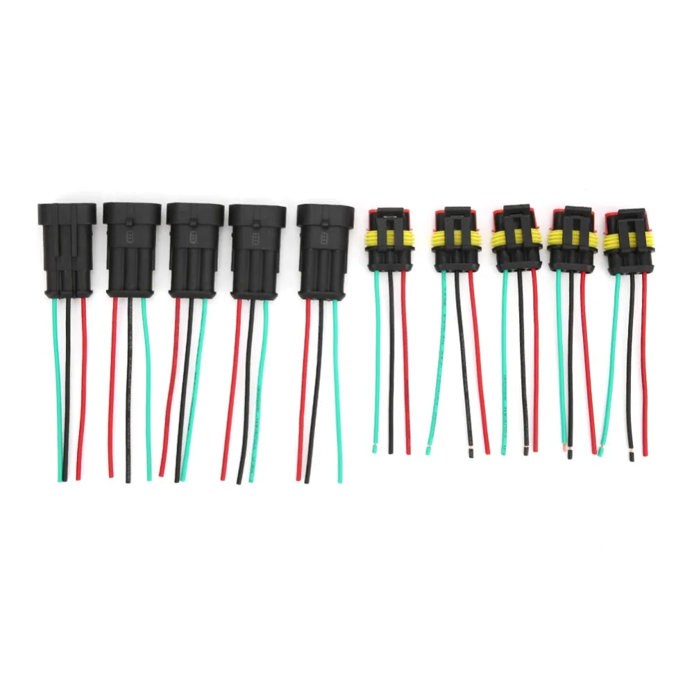

5 Sets 3 Pin Car Electrical Connector Waterproof With Wire Waterproof Connector Electrical Connector Plug Marine Applications