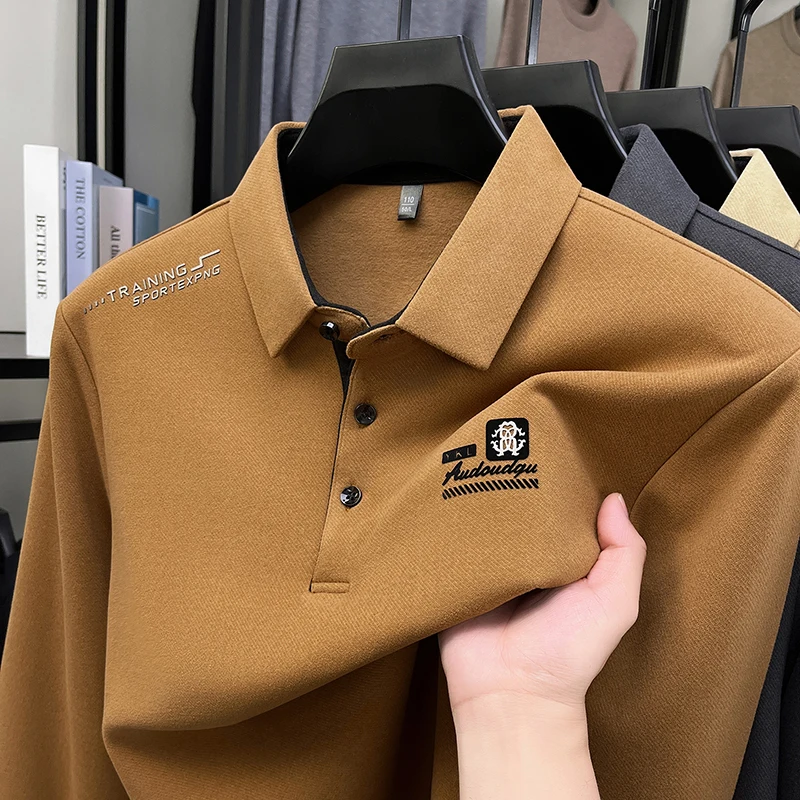 

Designer Original Men's Polo Shirt Lapel Long Sleeve T-shirt Autumn New Exquisite Chest Logo Print Fashion Business Menswear Top