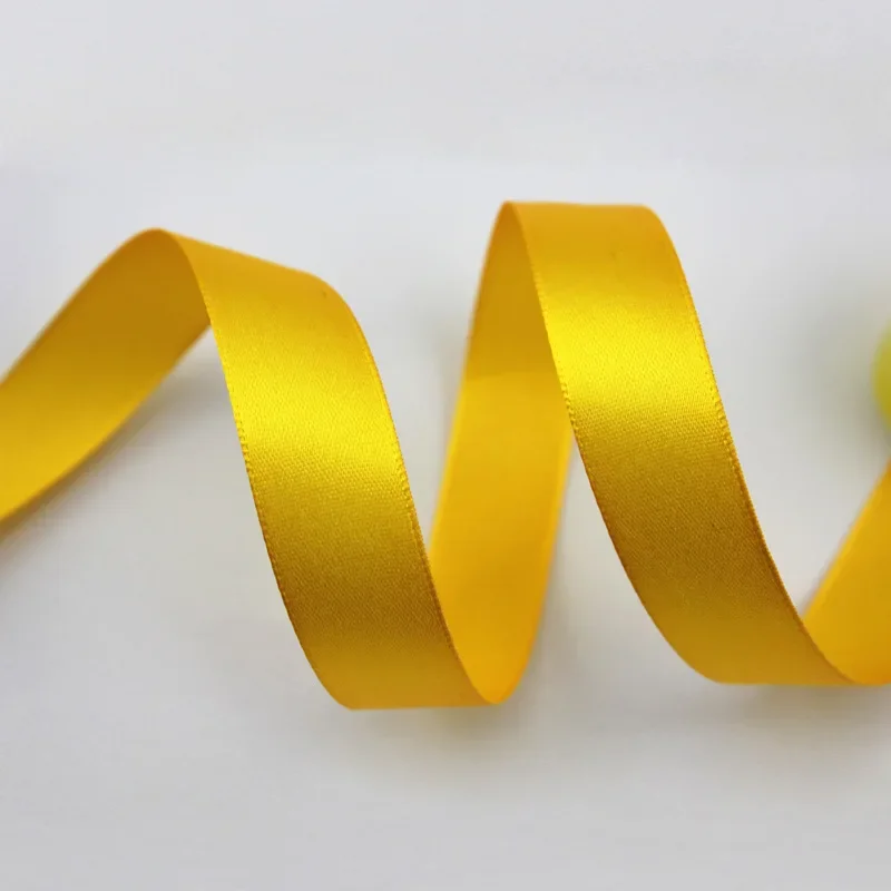 6/10/15/20/25/38/50mm 25yards/roll Gold Yellow Silk Satin Ribbon Wedding Party Decoration Handmade Invitation Card Gift Packing