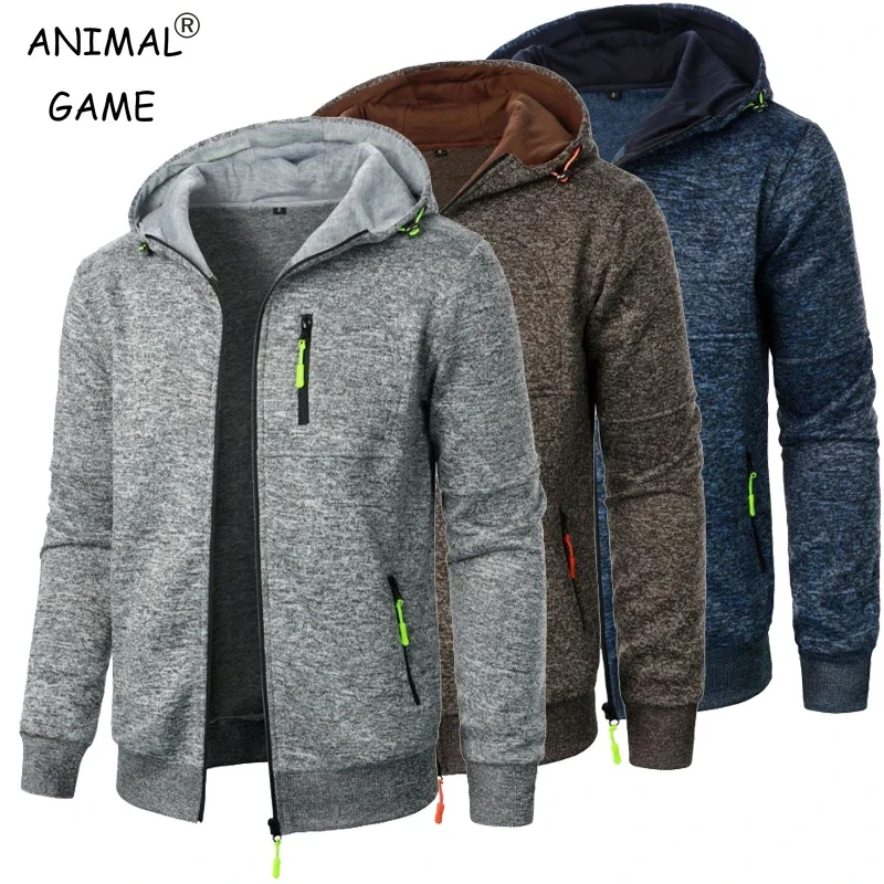 New Streetwear Men's Long Sleeve Sweatshirts for Men Zipper Hooded Oversize Winter Warm Jacket Coat Outdoor Tracksuit Men