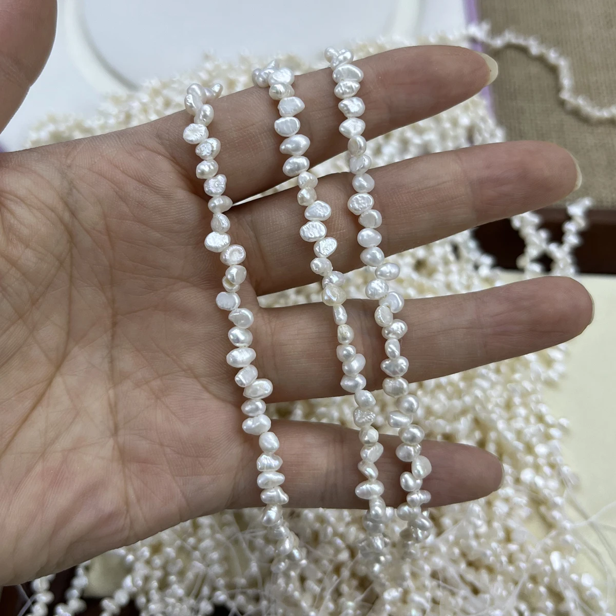 

3-4mm Semi-finished Natural Freshwater Pearls Irregularly Shaped Strand Beads for Jewelry Making DIY Necklace Bracelet Accessory