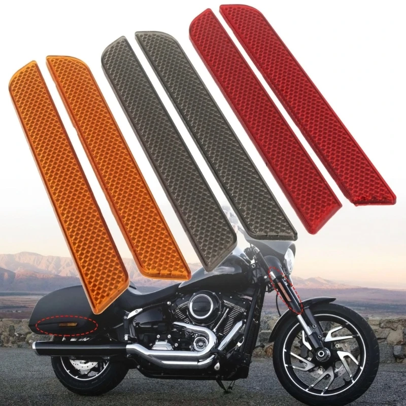 Q39F Motorcycle Side Reflector Pair Front Fork Leg Reflectors Side Visibility Fits for 2014-Up All Lower Legs Slider 2 Sizes