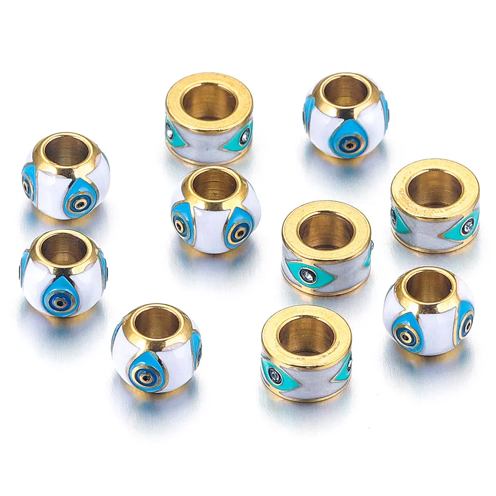 5 stücke Edelstahl Runde Kreis Eye Charm Perlen Große Loch Kristall Perle für Schmuck Machen Diy Armbänder Halskette Material