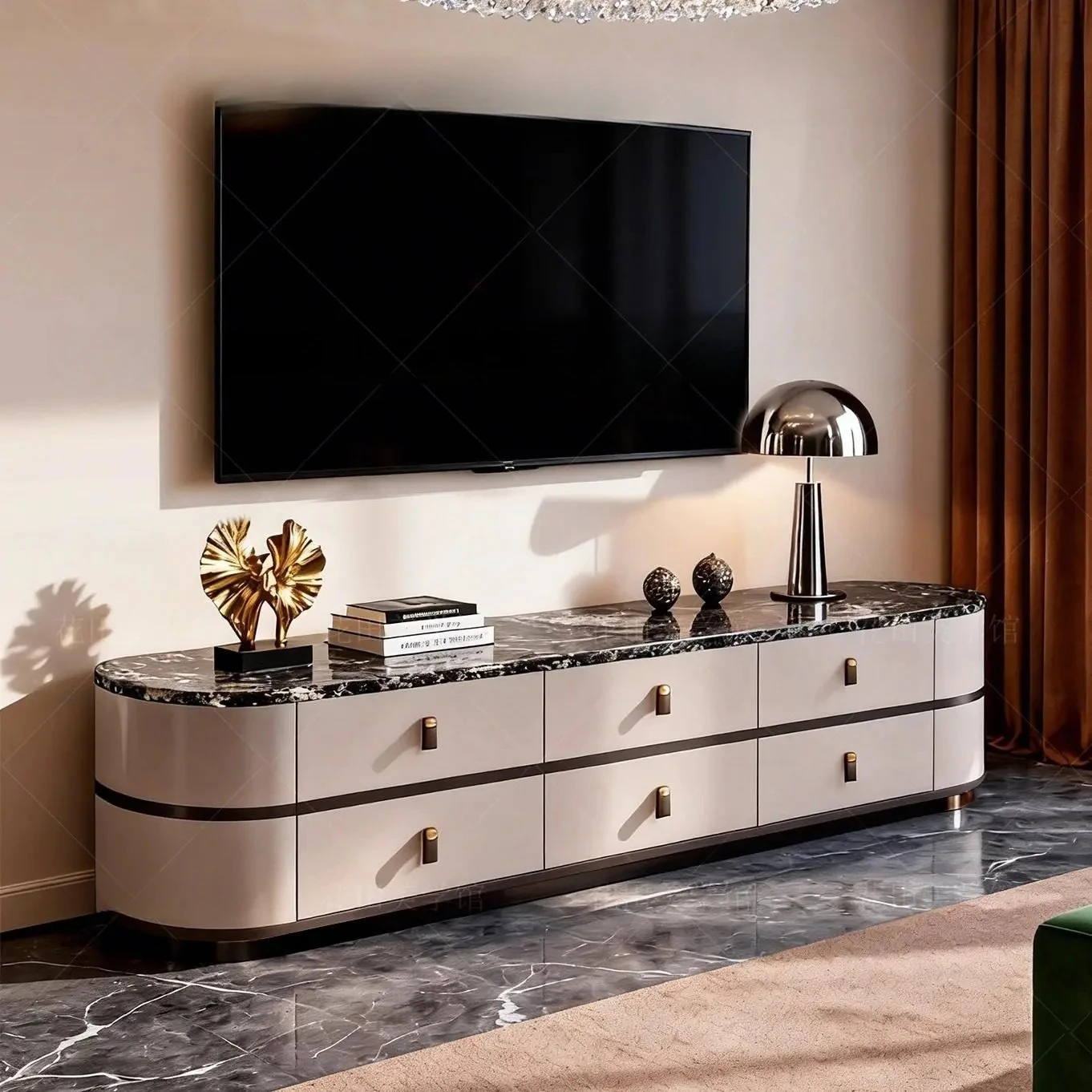 Nordic Storage Luxury Tv Cabinet Beige European 200Cm Living Room Tv Stands Living Room Designer Mueble Televisor Furniture Home
