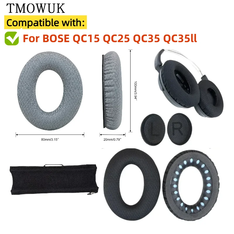 

Replacement Protein Leather Ear Pads Cushion Cover Earpads for BOSE QC15 QC25 QC35 QC35ll Headset