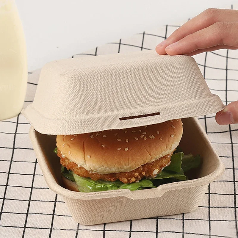 10/20PCS Disposable Lunchbox Bento Food Containers Biodegradable Hamburger Box Baking Cak Packing Paper Dessert Snack Box