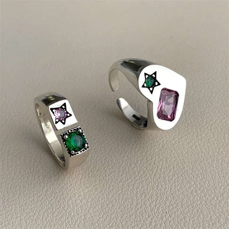 

Классические глянцевые бриллиантовые кольца в форме звезды в форме сердца для женщин, регулируемые модные легкие роскошные ювелирные изделия в стиле хип-хоп, подарок