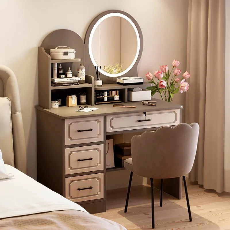 Dresser Bedroom Simple Modern Makeup Table Table Cabinet Mirror Storage Household Small Apartment Makeup Table