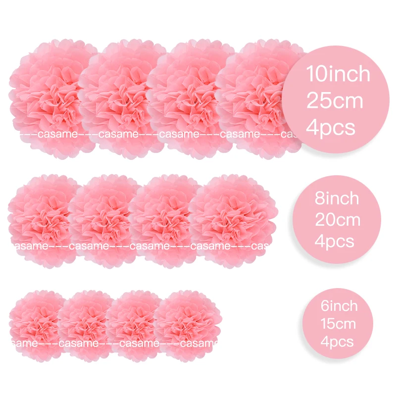 12-teiliges Pom-Pom-Set aus weißem und hellgrünem Papier – handgefertigte Weizenstrohblumen, geeignet für Hochzeit, Party, Wanddekoration