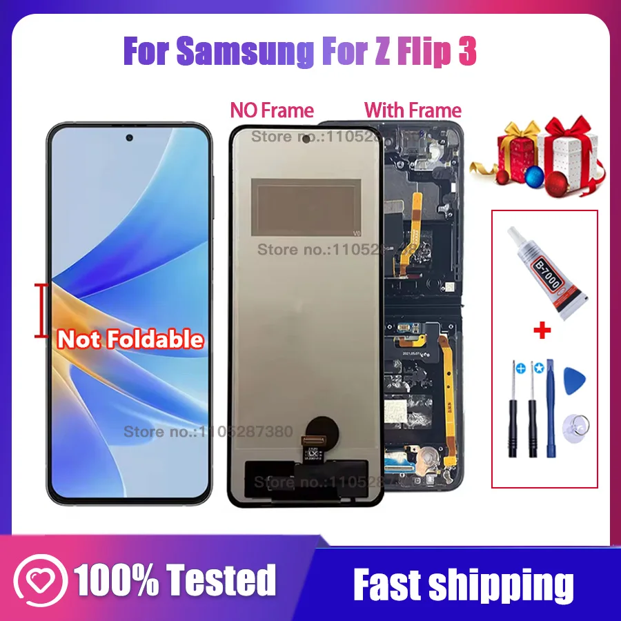 

Проверенный на совместимость с Samsung Z Flip 3 F926/F9260 TFT-дисплей с сенсорным экраном и рамкой, дигитайзер в сборе, совместимый с Z Flip3.