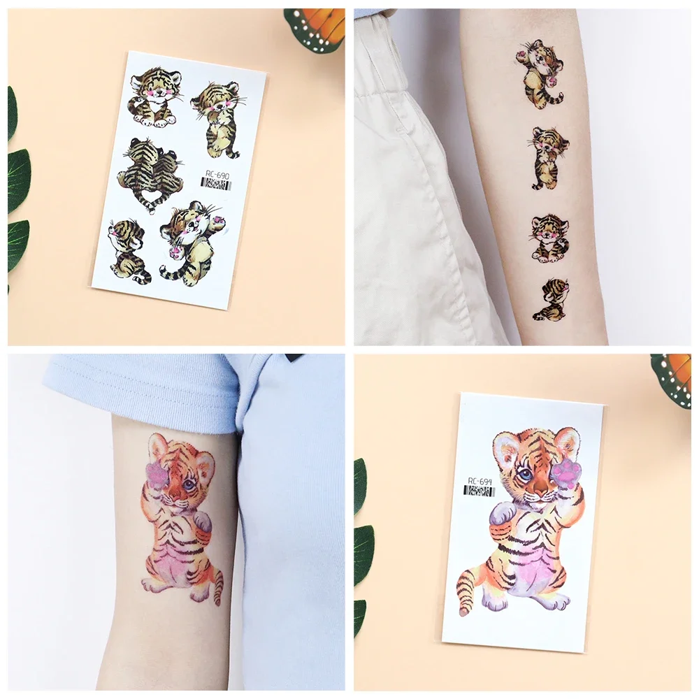 Cute Small Tiger Fake Tatoo Body Art Women Tattoo Children's Temporary Tattoos Waterproof Tattoo Sticker for Kids Hand Arm