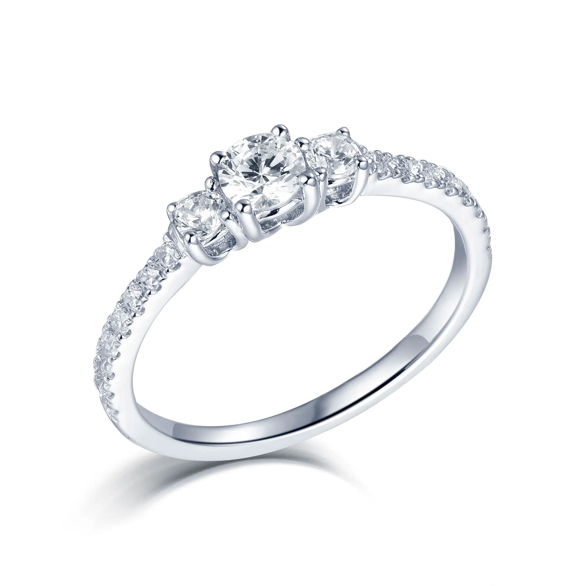 

Sun Star TL-375 S925 Sterling Silver Engagement & Wedding Ring Half Stones Ring Shank With Latest Design for Gift & Party