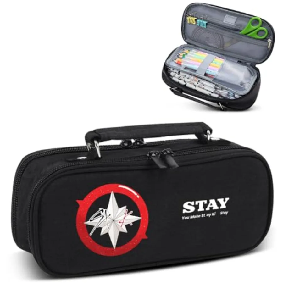 

Stray Merch Large Capacity Pen Pouch Bag Stationery Storage Bag Marker Pen Organizer 3 Compartments