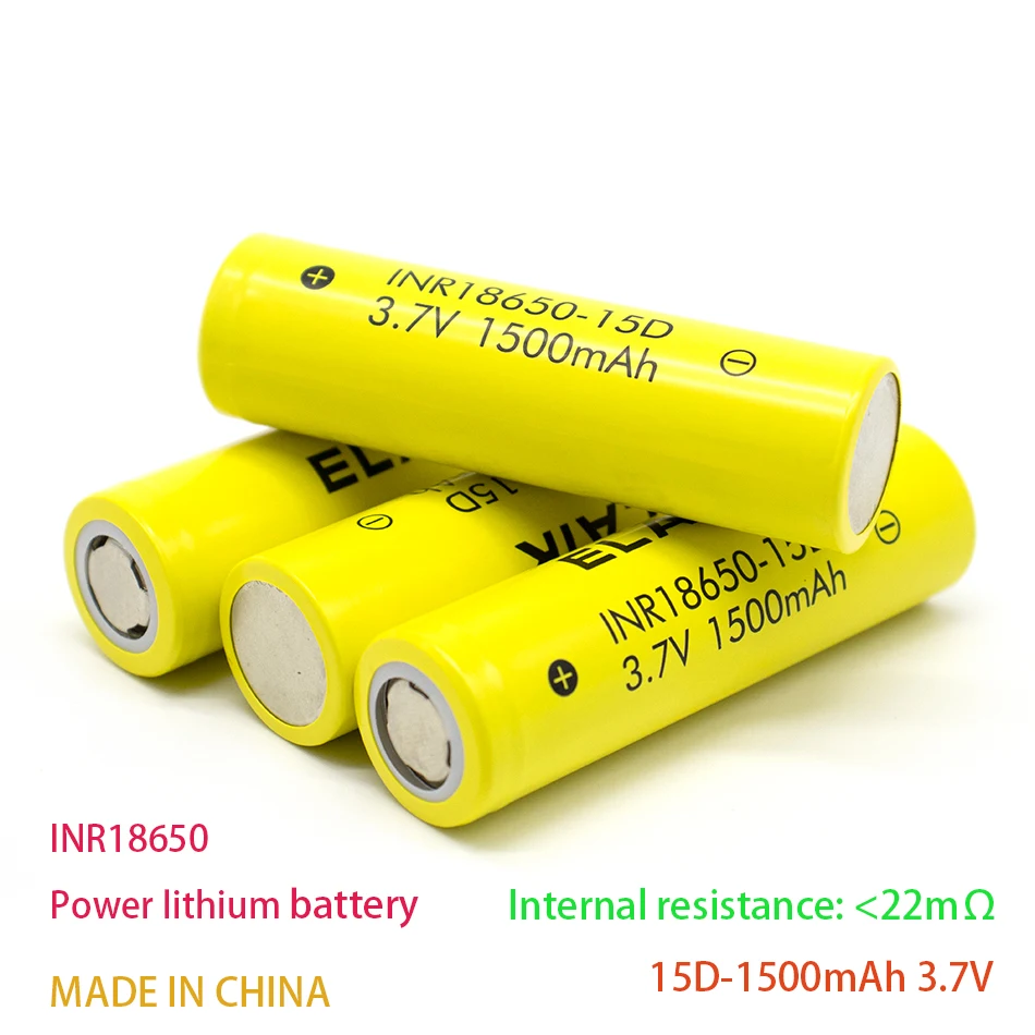 10ชิ้นแบตเตอรี่พลังงาน INR18650 3.7V 1500mAh ชาร์จไฟได้แบตเตอรี่ลิเธียมเหมาะสำหรับเครื่องมือไฟฟ้าและแบตเตอรี่ไฟฟ้า