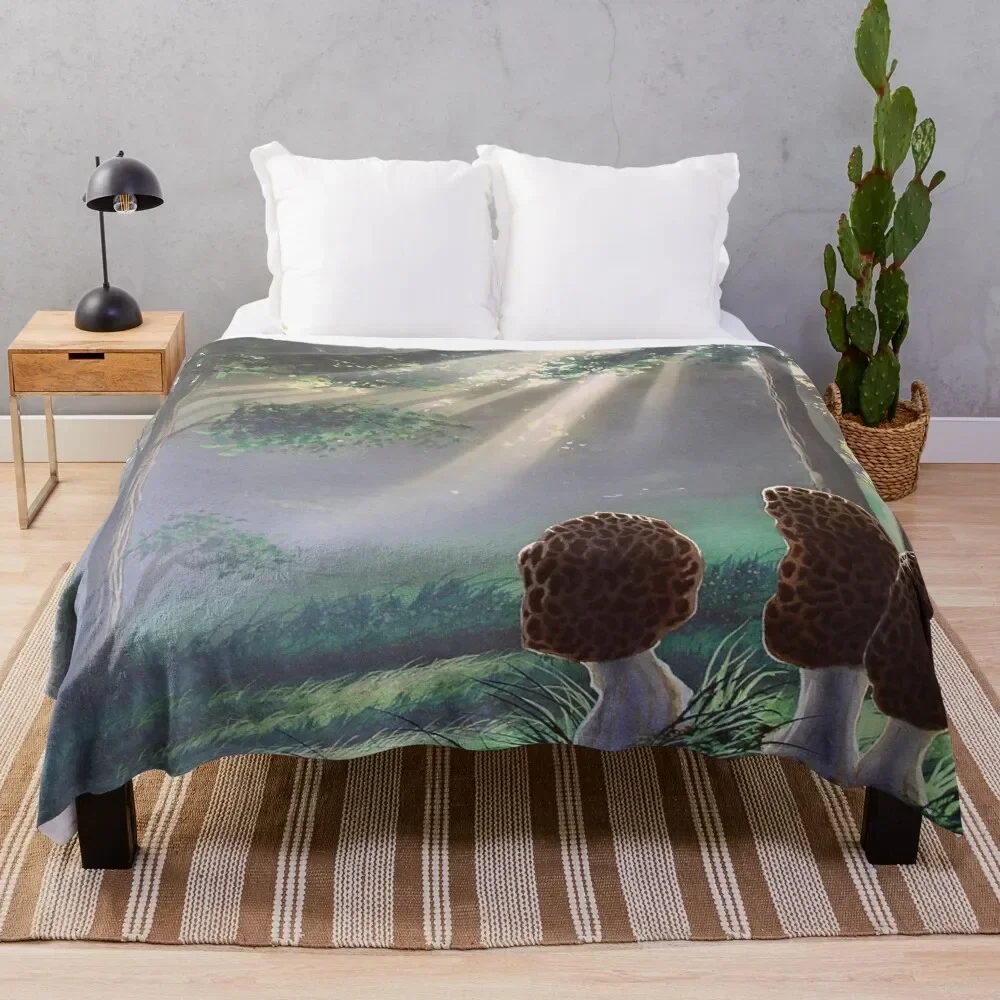 

Woodfish (Morel Mushroom) Throw Blanket Modern Design Soft Blanket for Home Decor