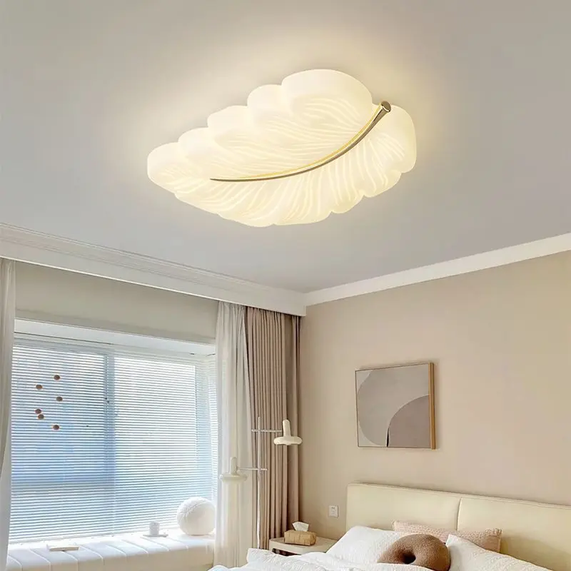 Creative Artistic Ceiling Light - Eye-Protective New Style with Feather Cream & Modern Minimalist Design, Suitable for Bedroom