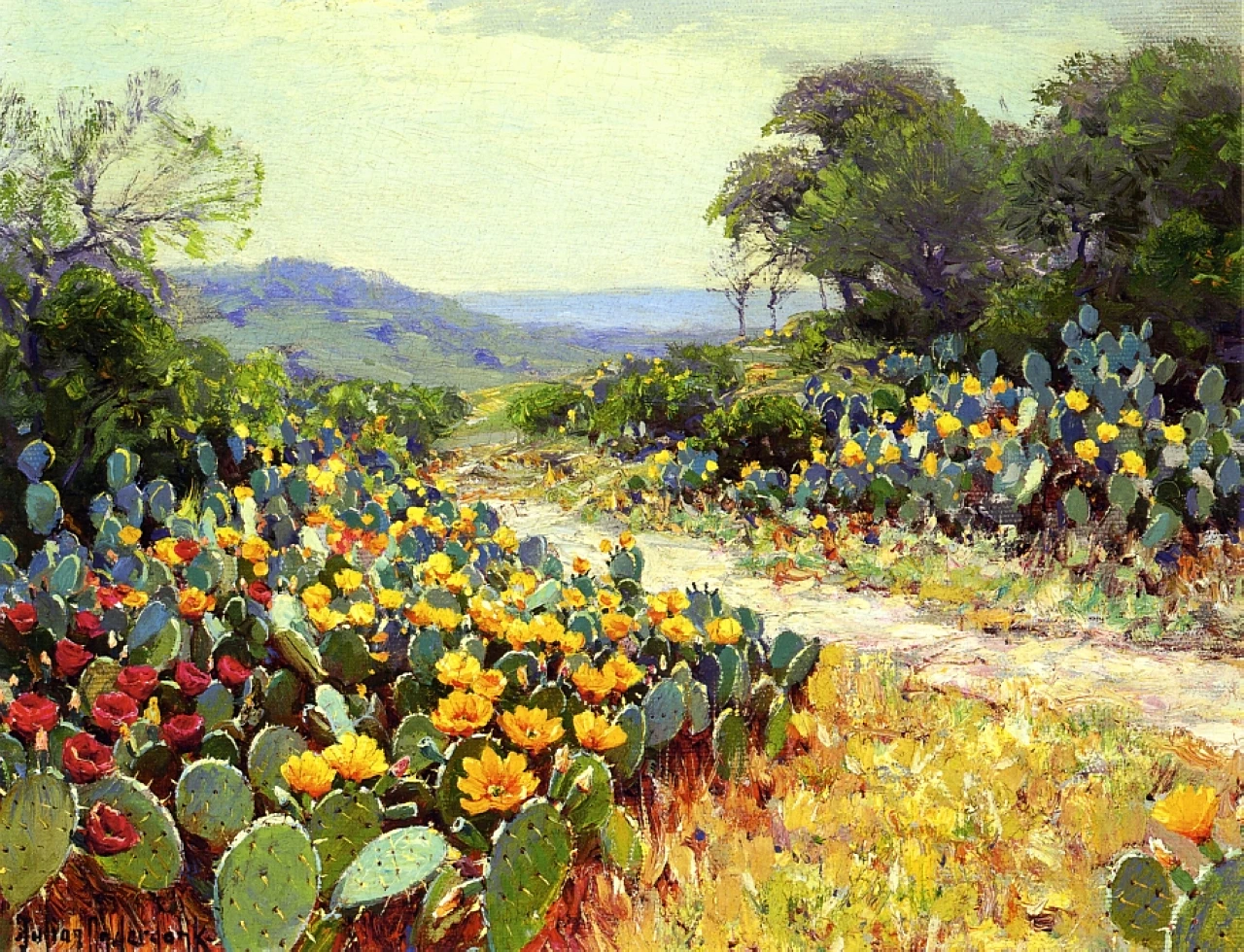 

100%Handmade Oil Painting Reproduction,Cactus in Bloom 1915 by Robert Julian Onderdonk