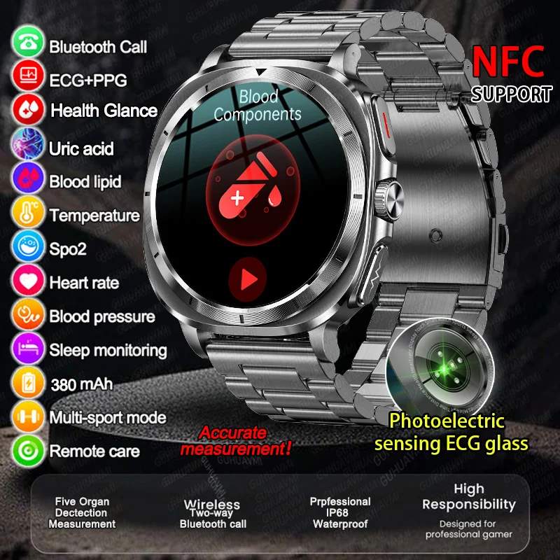 

Новые высокоточные ЭКГ + PPG липиды мочевая кислота умные часы мужские кровяное давление жир в организме компоненты крови NFC BT Call Smartwatches