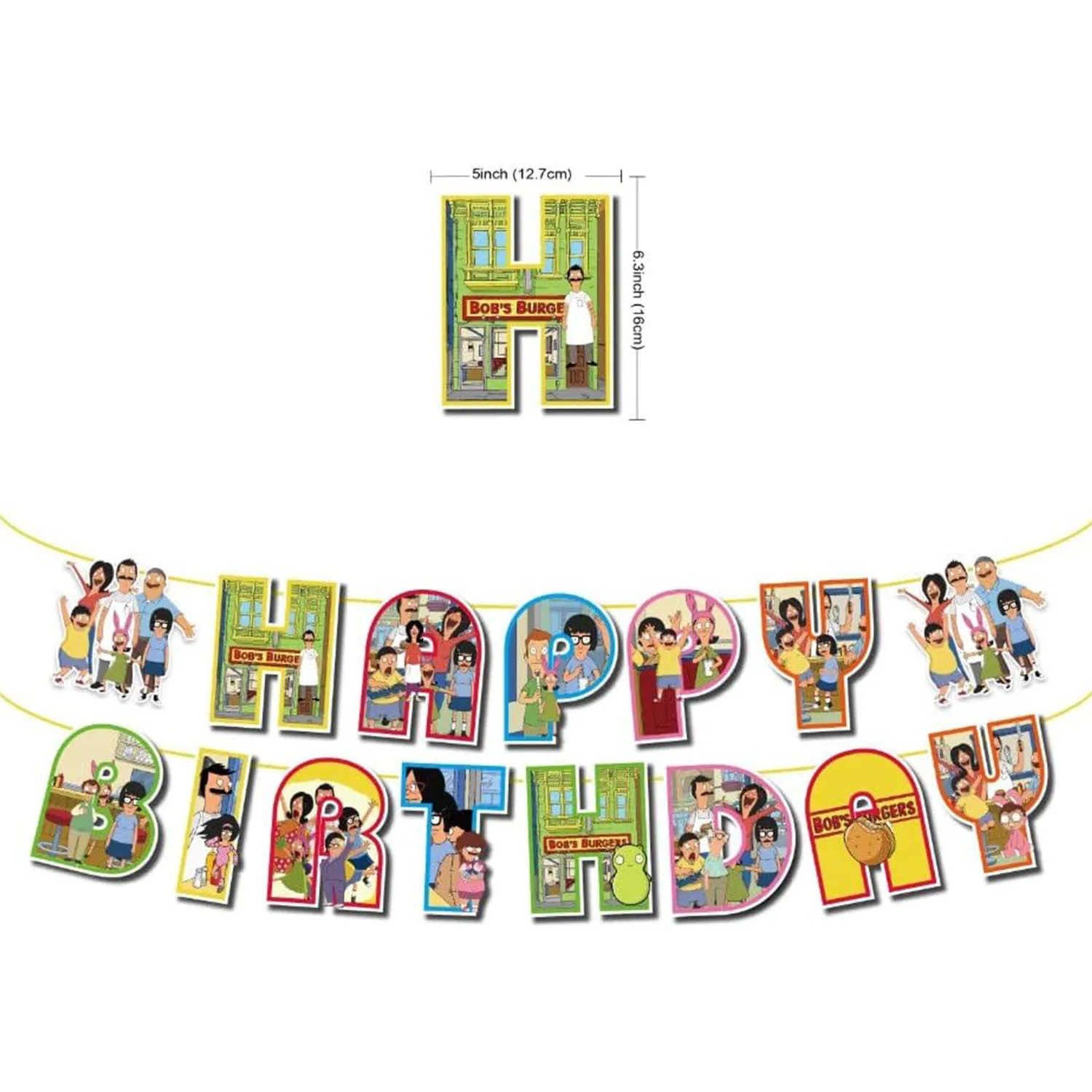 Bob's Burgers Cartoon Theme Birthday Party Decorations，Birthday Party Balloons Cake Topper Cupcake Topper Banner for Kids Party view 4