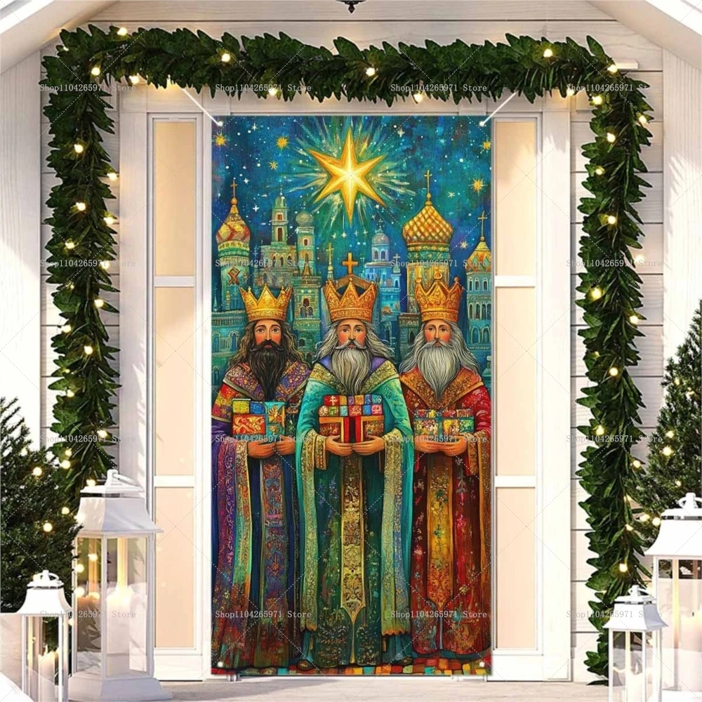 اسبانيا ثلاثة ملوك يوم خلفية مهرجان ثلاثة الحكماء الرجال الدين لوحة على الحائط لتزيين المنزل غطاء الباب الرضع المقدس يسوع هدية