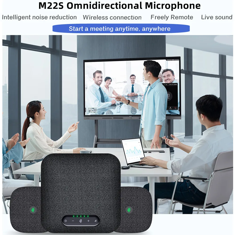 Conference Microphone Speakerphone 4 AI Mics with 2 Expansion Mics Bluetooth Speaker 10M 360°Voice Pickup USB Computer Mic M22S