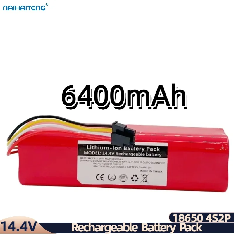 

14.4V 14.8V 6400mAh 18650 Rechargeable Li-ion Battery Pack For Xiaomi Robot Vacuum 1T Cleaner 1st Generation 1S Small Watt C10