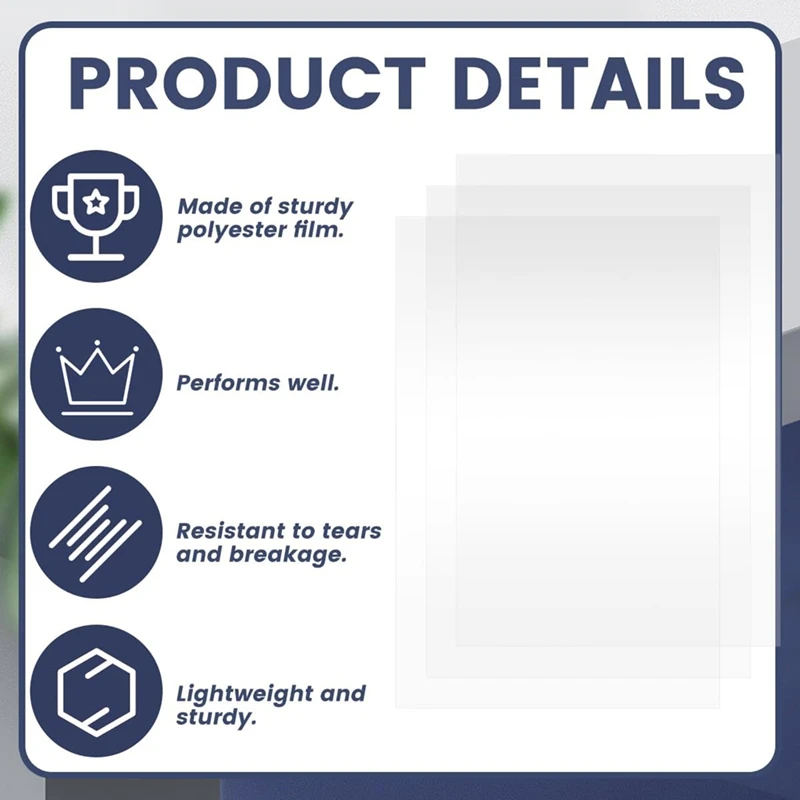 Película de chorro de arena de 16 piezas, espejo de gabinete de explosión transparente, película protectora de gabinete de explosión de poliéster con adhesivo de doble cara-A14G