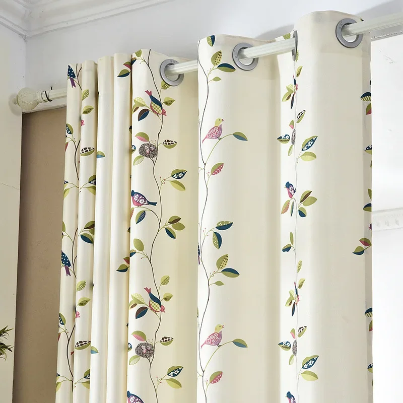 

Branch Bird Customized Modern Simple Curtains Pastoral Balcony Living Room Bedroom Fresh Printed Tulle Curtain