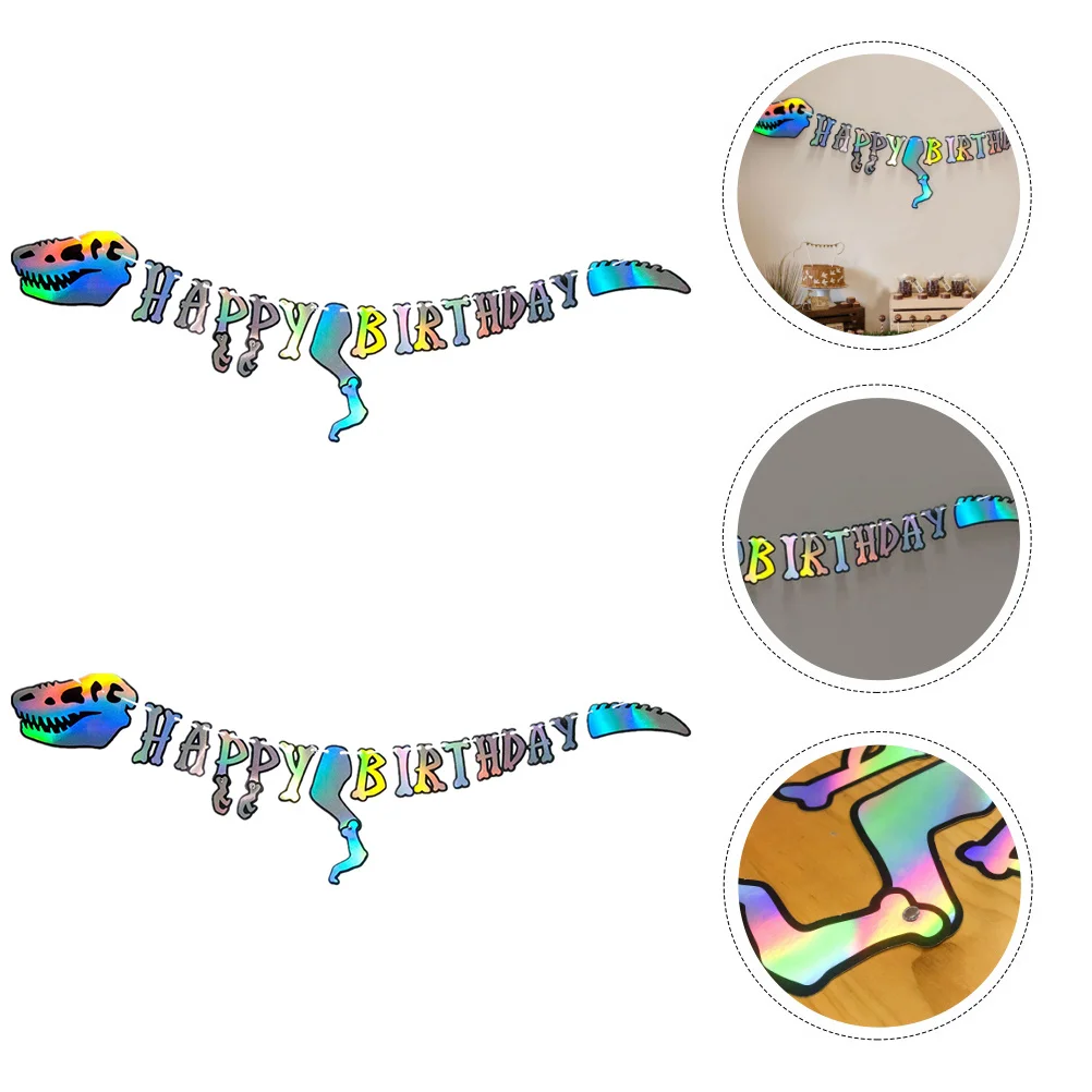 

1Pcs Birthday Dinosaur Shape Hanging Flags Party Hanging Adornment Adjustable Size Decorative Bunting Interesting Flags