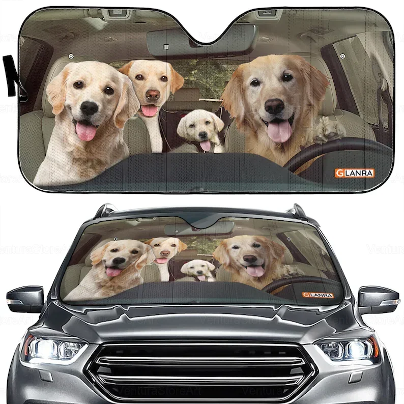 Labrador Car Sunshade, Labrador Lover, Labrador Car Decor, Gift For Dad, Sunshade, Dog Car Protector, Dog Windshield Sunshade TJ