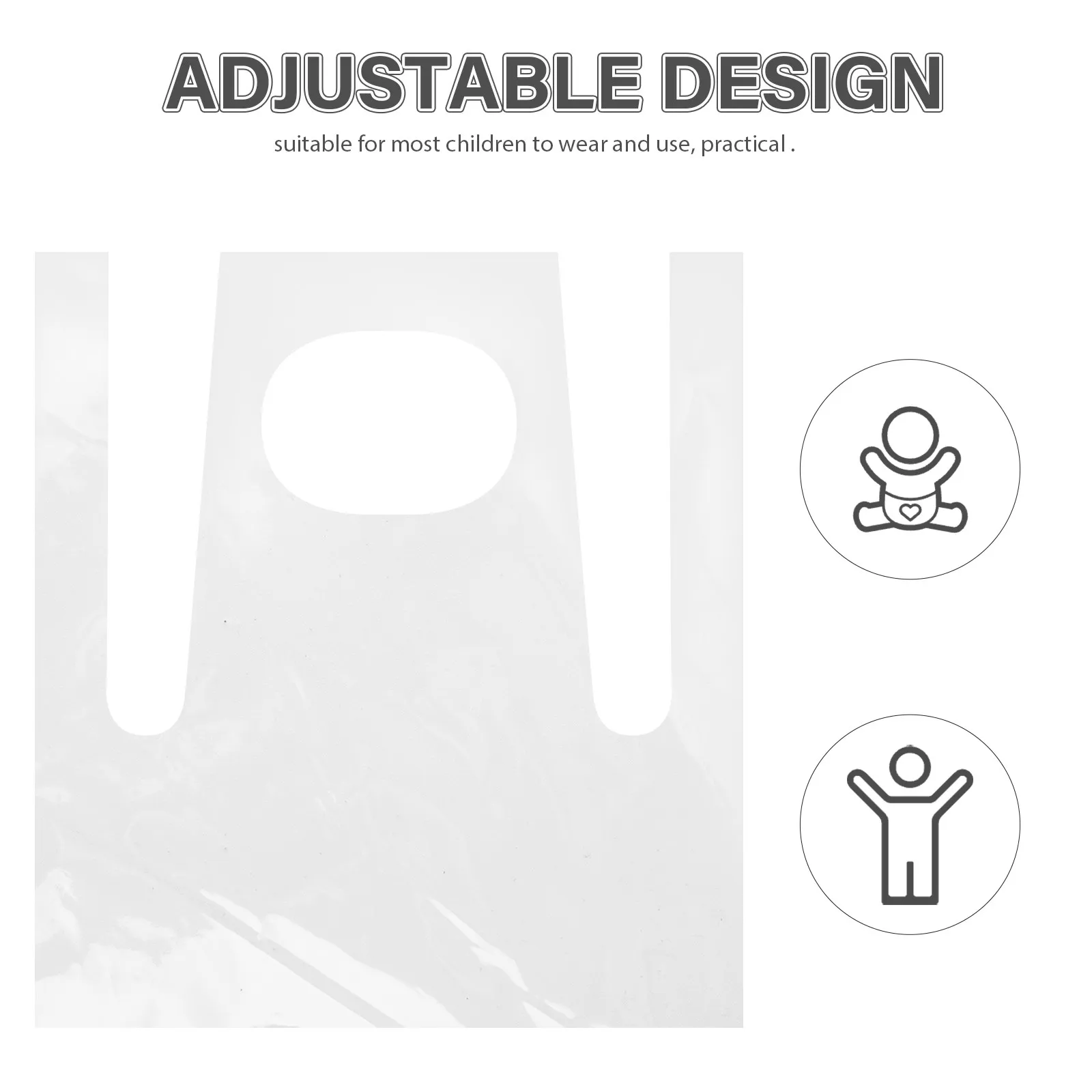50Pcs Toddler Apron Disposable Thickened Pe Material Kids Apron for Art Painting Cooking Eating Schools Restaurants Portable