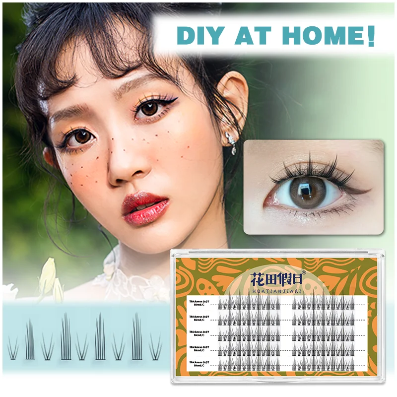 EASITENSION 130pcs Little Devil Eyelashes COS Comic Eye Lashes Single-Cluster Segmented Type Grafting Eyelash Extension