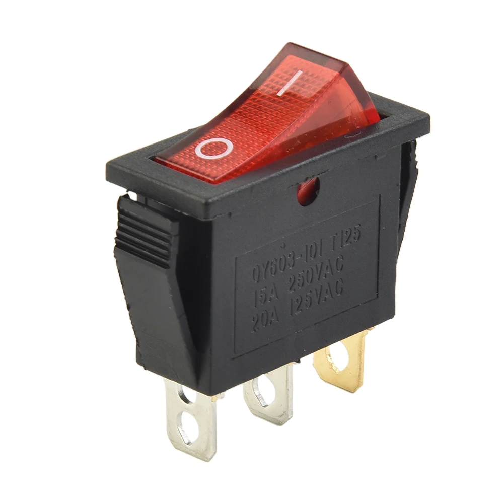 Tools Rocker Switch Red With Light On-Off 3pin High Quality ON-OFF 3Pin Plastic With Push-In Terminals Rocker Switch