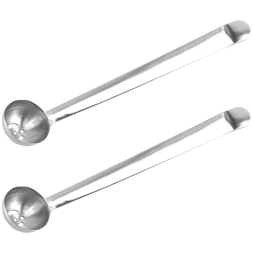 2 Pcs Pulp Strainer Spoon Stainless Steel Jar Olive Serving Tablespoon with Drain Hole Pickle Cherry