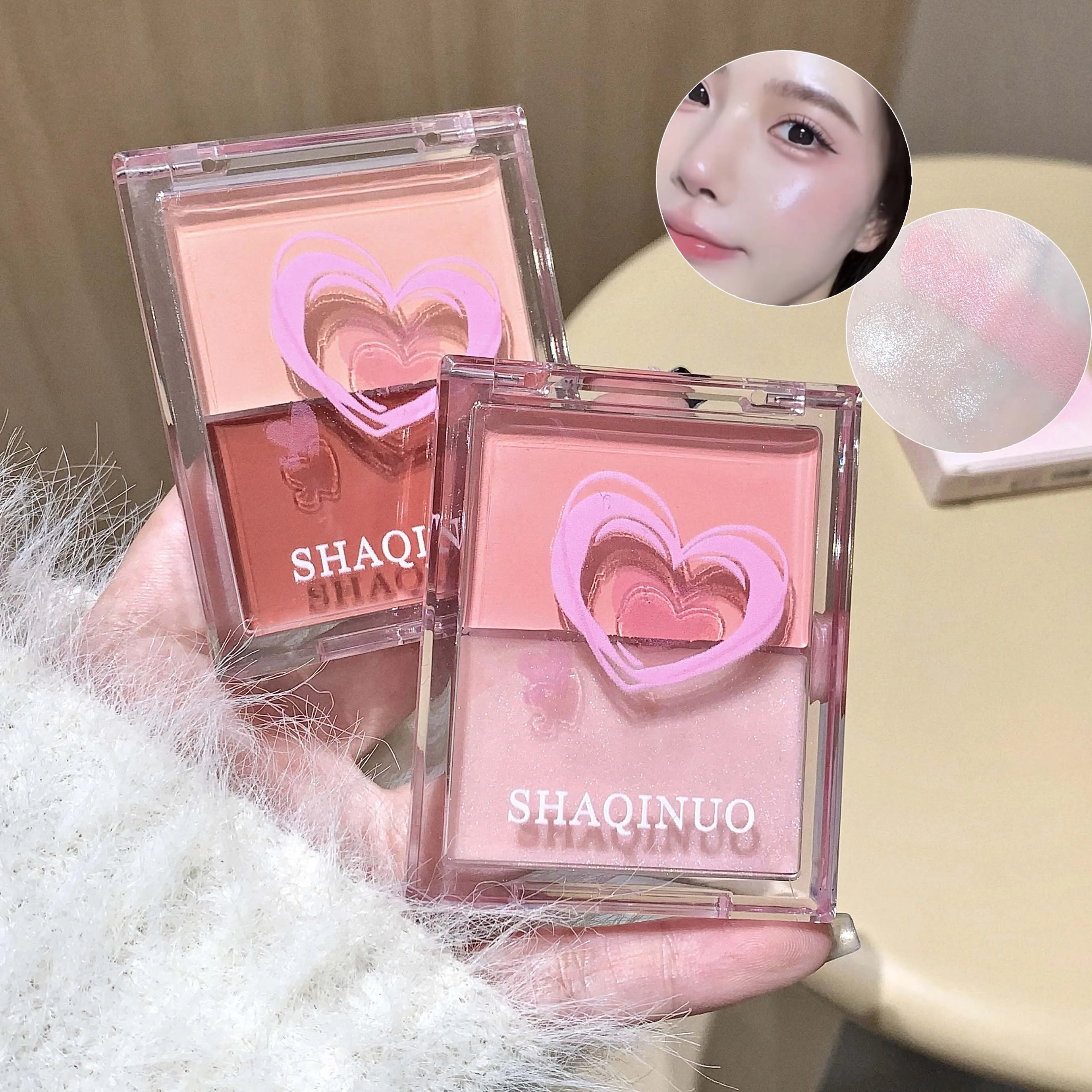 Dwukolorowa paleta różów wodnych Nawilżający i rozjaśniający makijaż twarzy Blush Cream Rouge