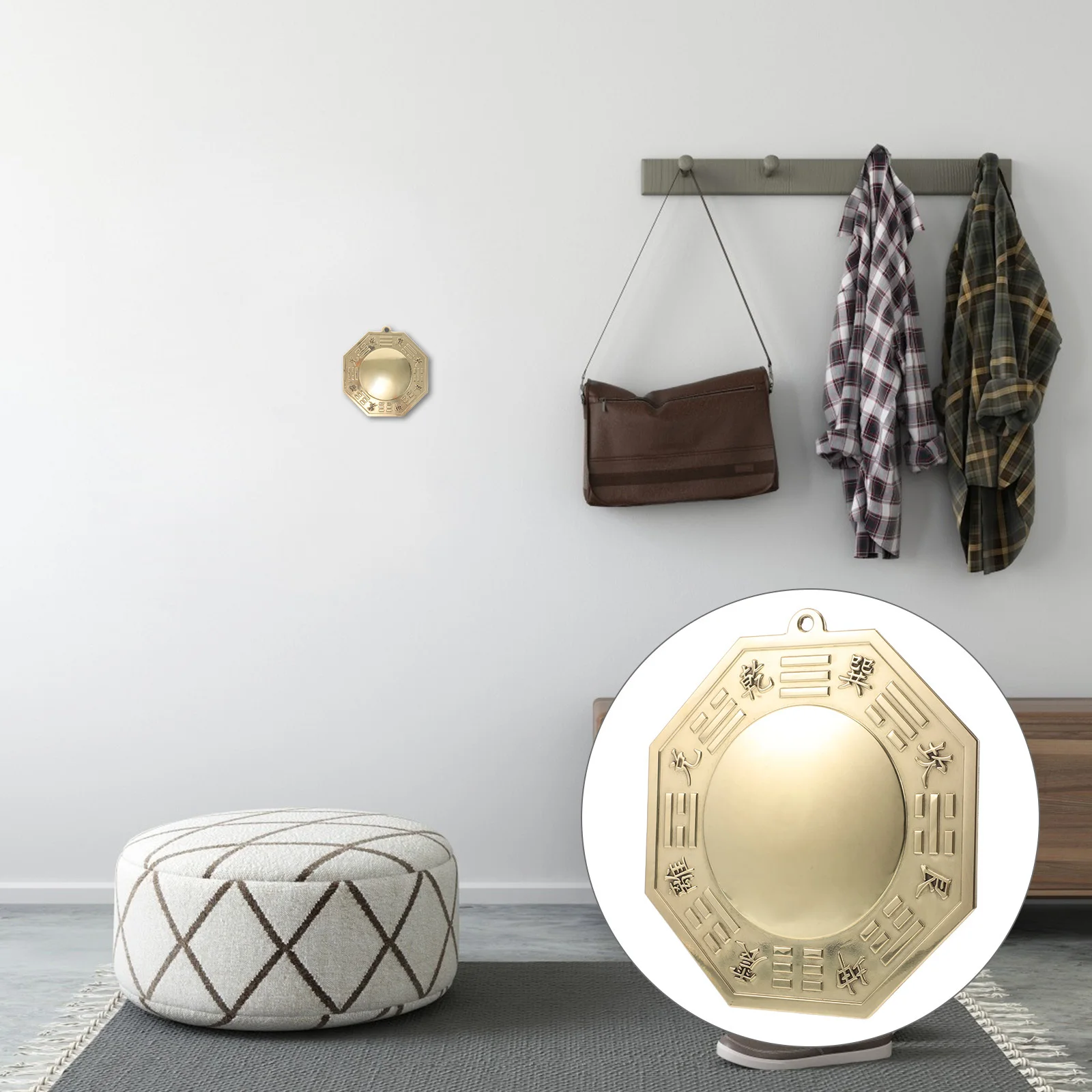 

Copper Traditional Chinese Bagua Mirror Convex Feng Shui Wall Hanging Decoration Positive Energy Ornament for Home Office