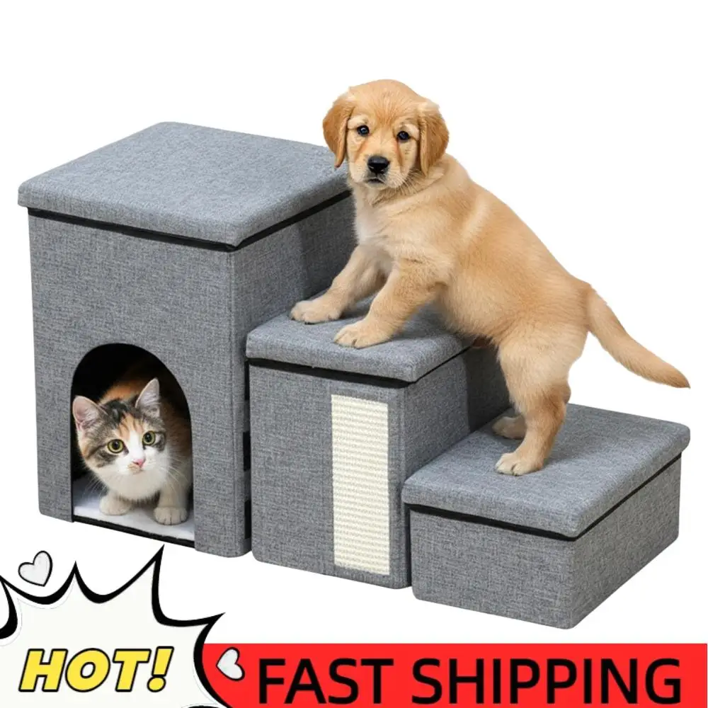 

3-уровневая стремянка для восхождения домашних животных, многоцелевой ящик для хранения лестниц для домашних животных, износостойкий съемный органайзер для хранения на все сезоны