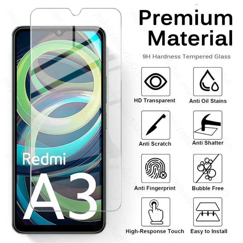 For Xiaomi Redmi A3 4G Case 2PCS 19D Protective Glass RedmiA3 A 3 3A 4G Tempered Glass Screen Protector Redmy Readmi A3X 4G 2024