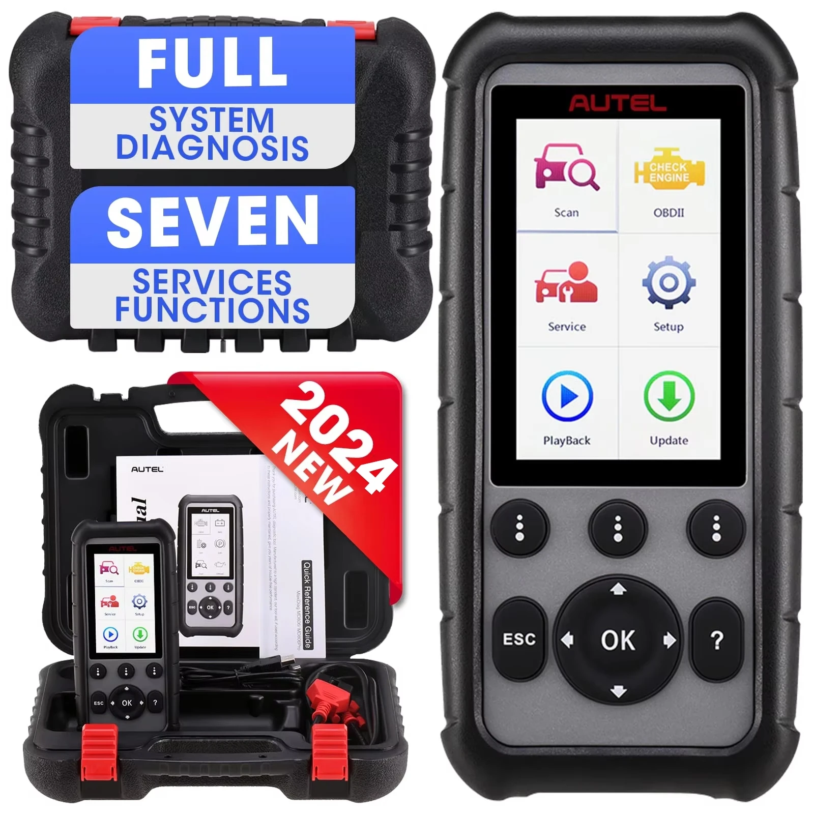 2024 Autel MD806 Pro OBD2 Scanner MaxiDiag Code Reader Full System Scan Tool Car Diagnostics Oil BMS SAS DPF EPB  Free Upgrade