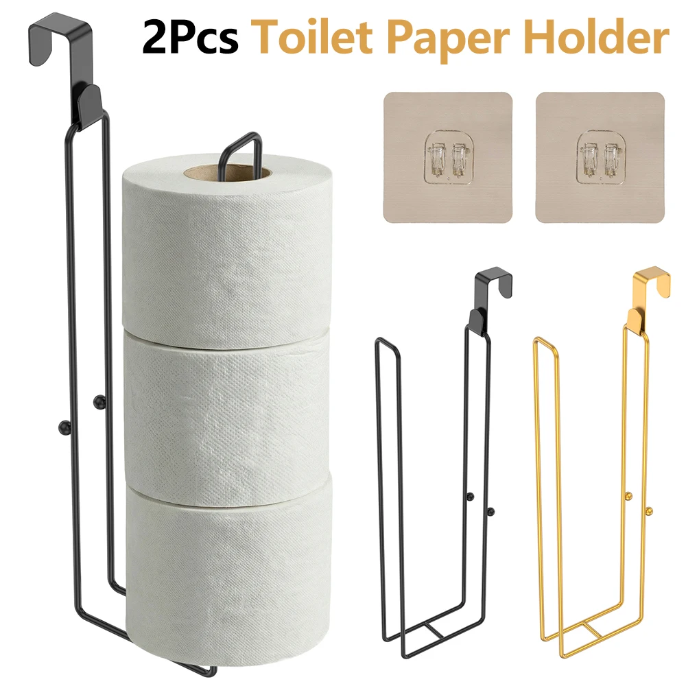

Набор из 2 самоклеящихся держателей для туалетной бумаги, железный держатель для бумаги над унитазом, настенный держатель для туалетной бумаги, полка для хранения, аксессуар для ванной комнаты