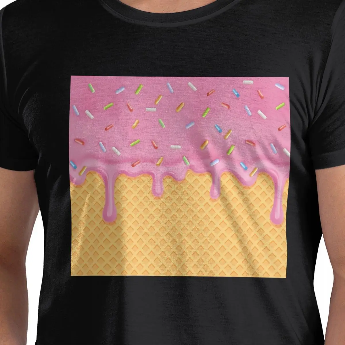 

Футболка из 100% хлопка с клубничным мороженым, мужские забавные футболки, мужские футболки с круглым вырезом и коротким рукавом, S-6XL