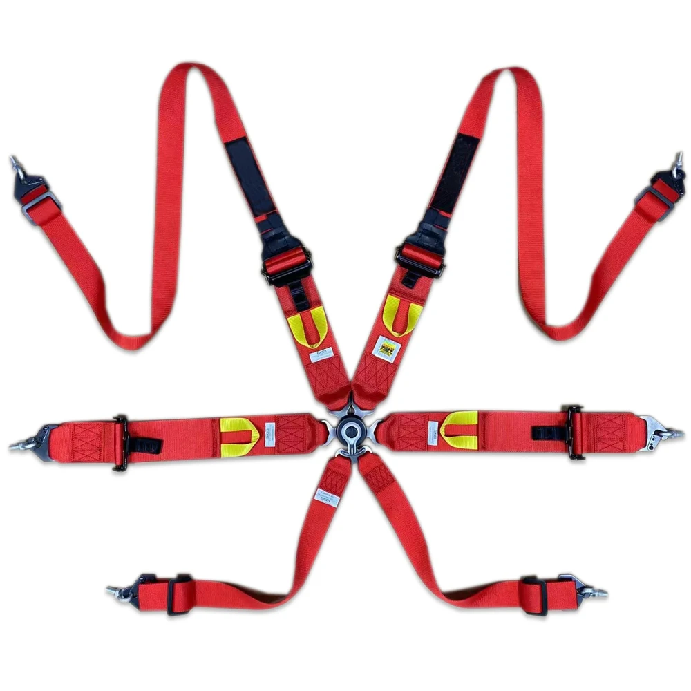 

6-точечный 3-дюймовый гоночный ремень безопасности, одобренный FIA 2030 (синий, красный, черный)