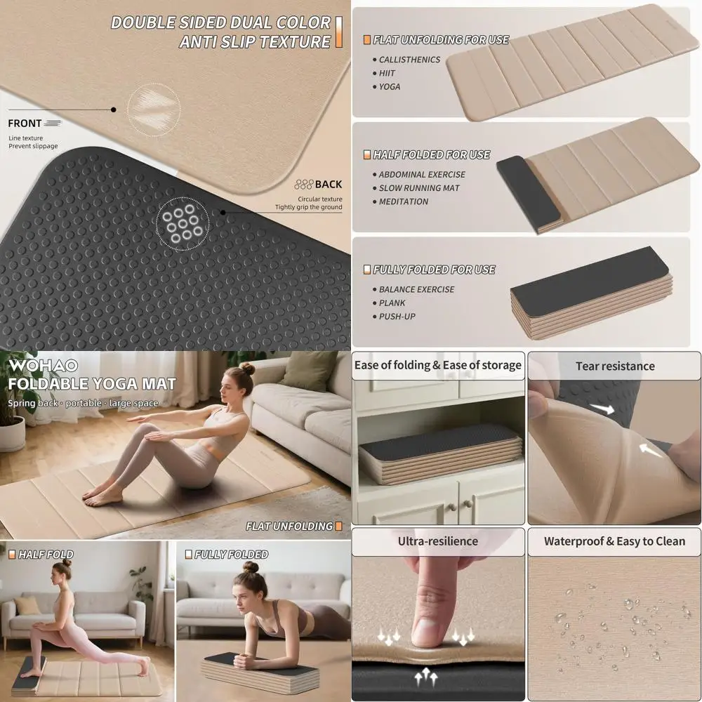 

Compact 12-Fold Yoga Mat, 75x26x0.4 - Non-Slip, Ideal for Yoga, Pilates, Strength Training & Meditation